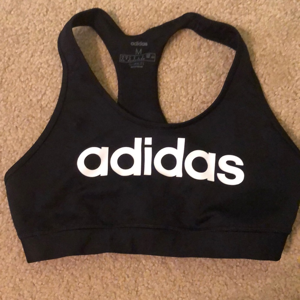 adidas black and white sports bra